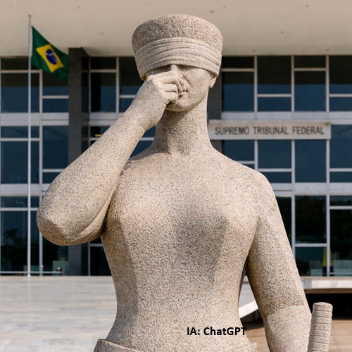 Estátua da Justiça tapando o nariz