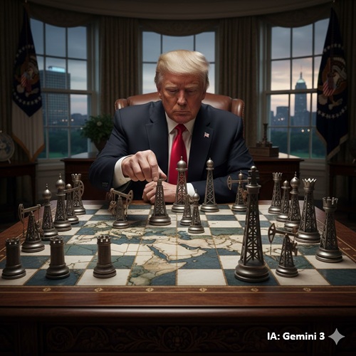 Trump jogando xadrez no mapa do Oriente Médio