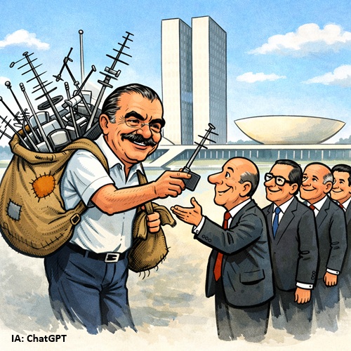 Sarney distribuindo TVs